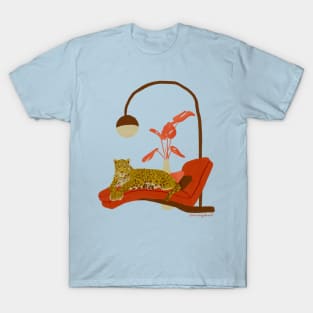 Retro Mid Century Modern Jaguar on an Office Couch Gouache T-Shirt